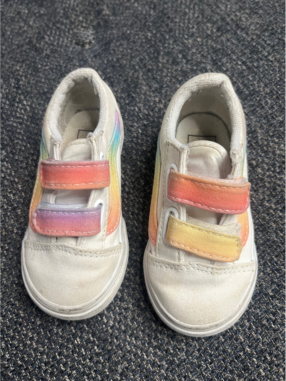 Vans size 6.5 white rainbow Velcro sneakers